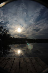 Scenic view of lake against sky at sunset