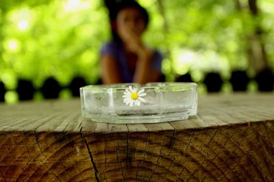 Drink in glass on table