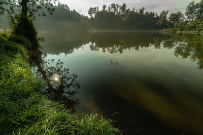 Scenic view of lake against sky