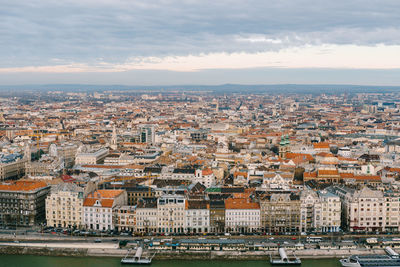 High angle shot of townscape against sky