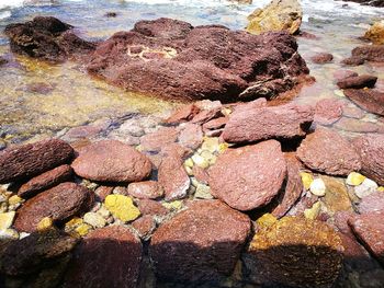 Close-up of rock formation in sea