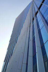 Low angle view of skyscrapers against clear sky