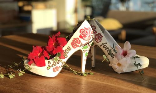 Close-up of flowers on table