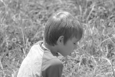 Close-up of boy with eyes closed