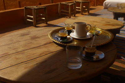 Close-up of coffee cup on table