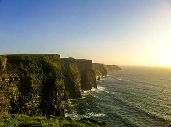 Scenic view of sea against clear sky