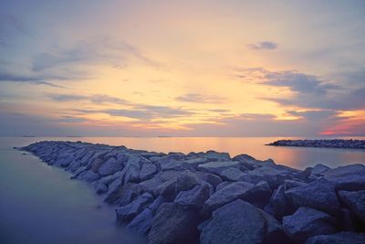 Scenic view of sea against sky during sunset