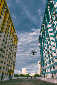 Low angle view of skyscrapers against sky