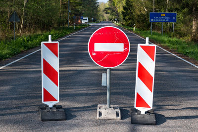 Road sign on street