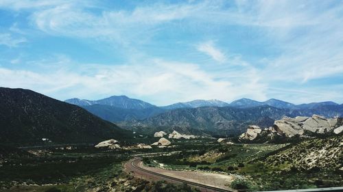 Scenic view of mountains against sky