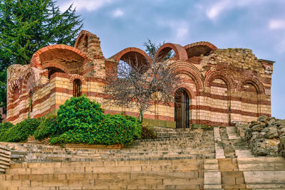 View of temple building against cloudy sky