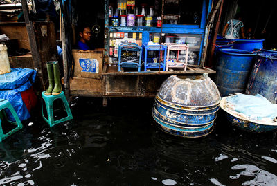 Panoramic shot of market for sale