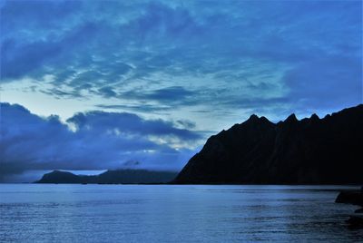 Scenic view of sea against cloudy sky