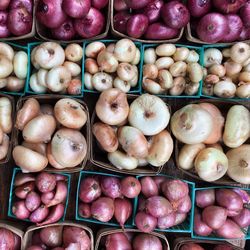 High angle view of fruits for sale in market