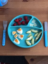 Directly above shot of breakfast in bowl on table