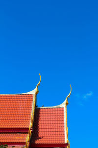 High section of building against clear blue sky