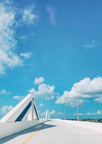 Airplane wing against sky
