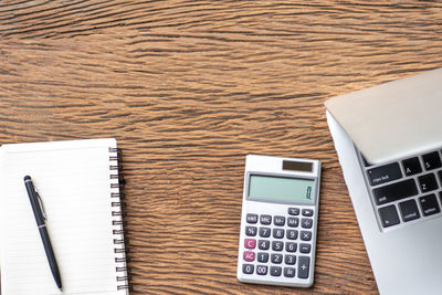 High angle view of laptop on table