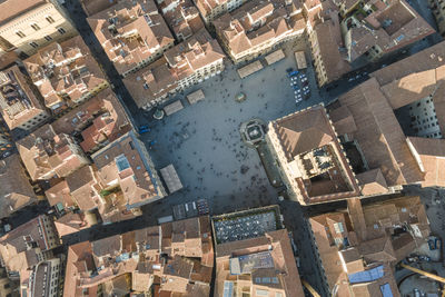 Aerial view of florence along the arno river and the old town from above, tuscany, italy,