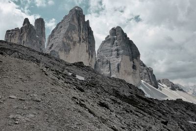 Scenic view of mountains against cloudy sky