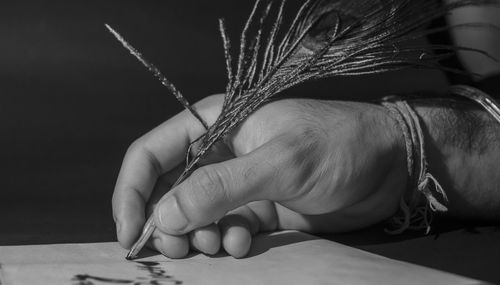 Close-up of woman holding hands