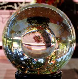 Close-up of glasses on table