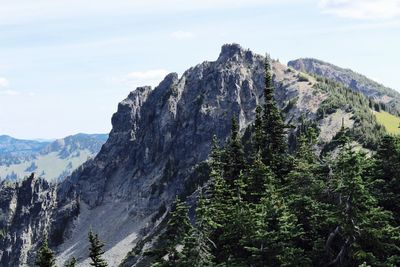 Scenic view of mountain against cloudy sky