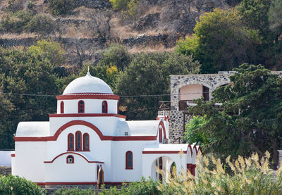 Brown white church on the volcanic island of nisyros on the aegean sea greece