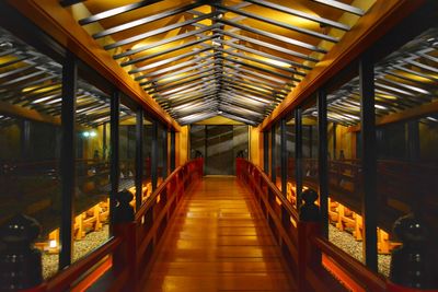 Illuminated corridor of building