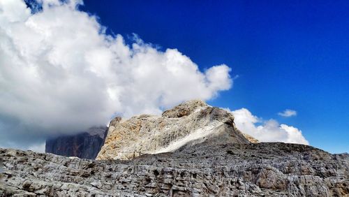 Scenic view of mountains against cloudy sky