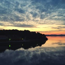 Scenic view of lake at sunset