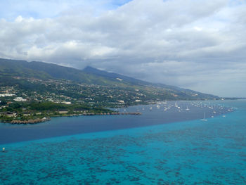 Scenic view of sea against cloudy sky