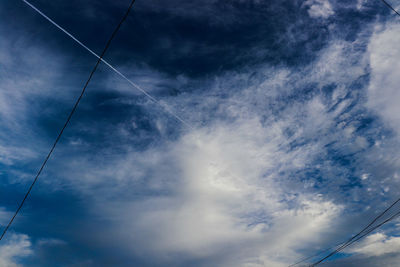 Low angle view of cables against sky