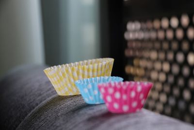 Close-up of cupcakes on table