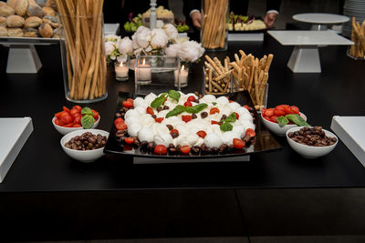 Flowers in bowl on table