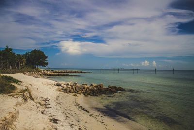 View of calm beach against the sky