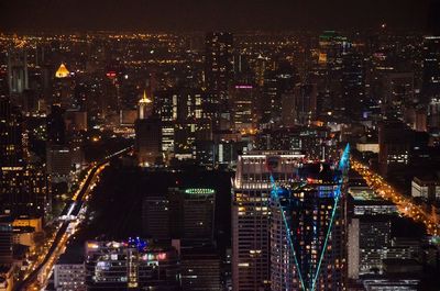 Illuminated cityscape at night