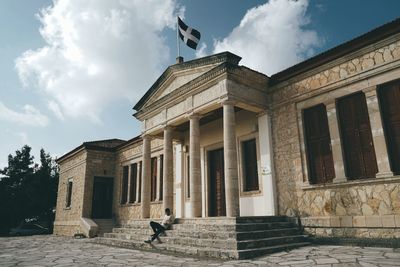 Low angle view of old building against sky