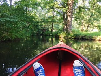 Cropped image of boat sailing in river