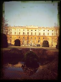 Reflection of built structure in water