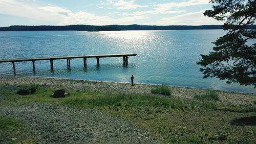 Scenic view of lake against sky