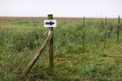 Information sign on field