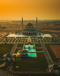 High angle view of buildings in city