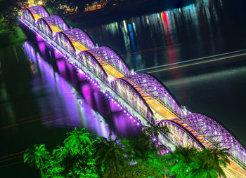 Close-up of illuminated lights in water