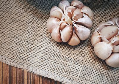 High angle view of eggs on table