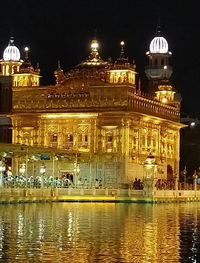 Illuminated building at night