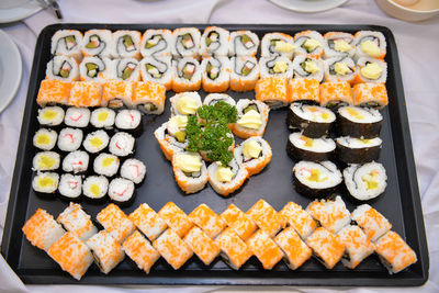 High angle view of sushi