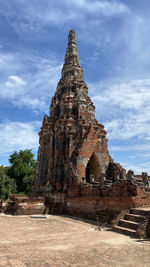 Old temple building against cloudy sky