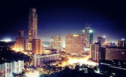 City lit up at night