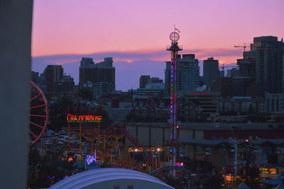 Illuminated city at night